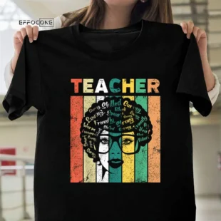 Black Woman Teacher Afro Retro Black History Month Present