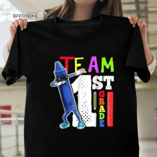 Dabbing Crayon Team First Grader Shirt Back to School Shirts