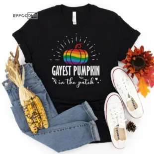 Gayest Pumpkin in the patch Thanksgiving Shirt, Thanksgiving t shirt womens, funny Thanksgiving 2021 t-shirts long sleeve