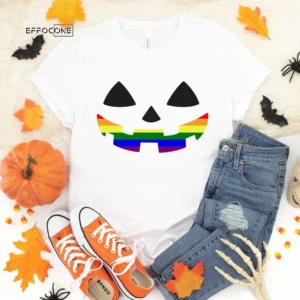 Rainbow Pumpkin Tee, Halloween Shirt, Trick or Treat t-shirt, Funny Halloween Shirt, Gay Halloween Shirt