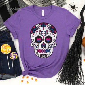 BiSexual Halloween Sugar Skull Shirt, Trick or Treat t-shirt, Funny Halloween Shirt, Gay Halloween Shirt