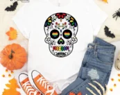 Halloween Sugar Skull Rainbow Shirt, Trick or Treat t-shirt, Funny Halloween Shirt, Gay Halloween Shirt