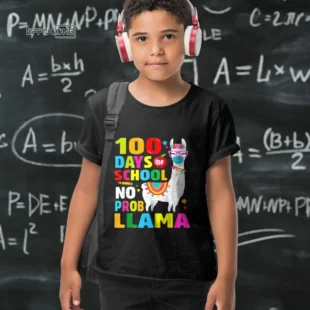 100 Days of School Shirt, No Probllama Lama Face-Mask gift