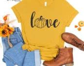 Love Pumpkin Fall Thanksgiving T-Shirt