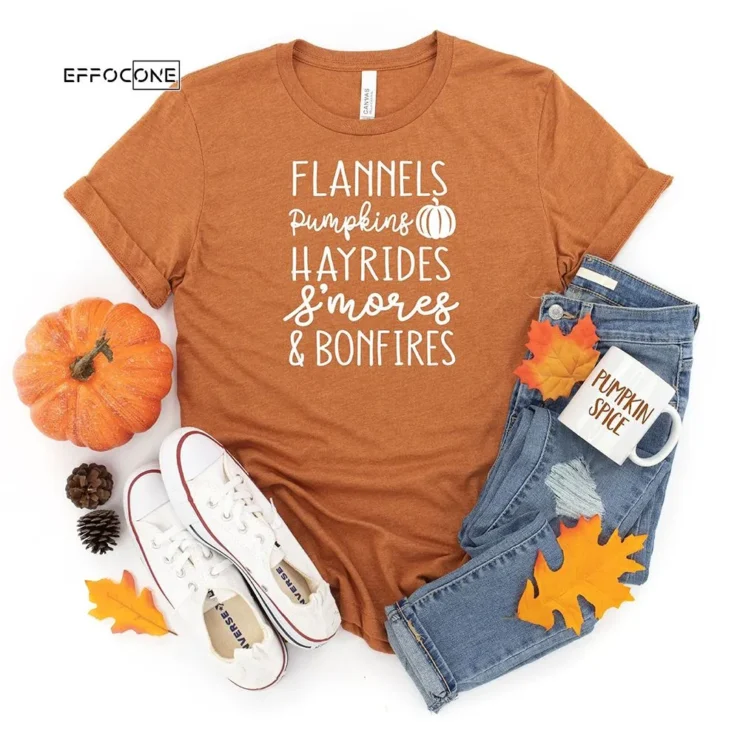 Flannels Pumpkins Hayrides S'mores and Bonfires T-Shirt