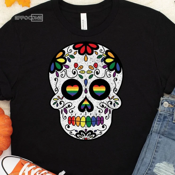 Halloween Sugar Skull Rainbow T-Shirt