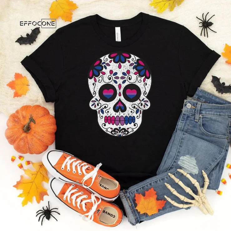 BiSexual Halloween Sugar Skull T-Shirt