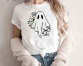Halloween Ghost Party Floral T-Shirt