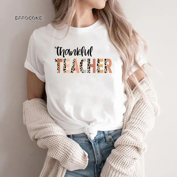 Thanksgiving Teacher Thankful Teacher Rainbow Pumpkin T-Shirt