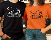 Halloween Cats and pumpkins T shirt