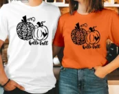 HELLO FALL PumpkinThanks giving Halloween T shirt