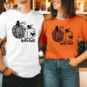 HELLO FALL PumpkinThanks giving Halloween T shirt