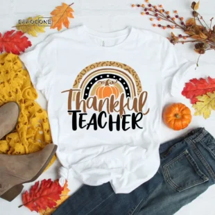 Thanksgiving Teacher Rainbow Pumpkin T-Shirt