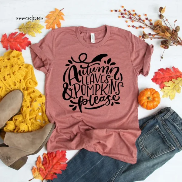 Autumn Leaves and Pumpkin Please T-Shirt