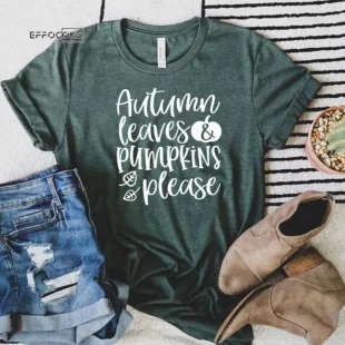 Autumn Leaves Pumpkin PleaseThanksgiving T-shirt