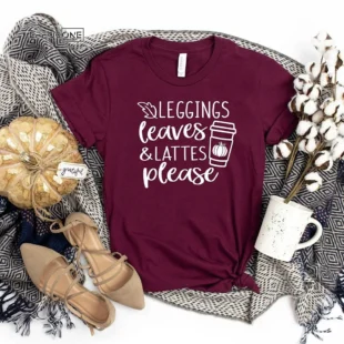 Leggins Leaves Lattes Please Thanksgiving T-Shirt