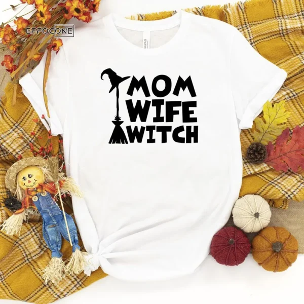 Mom Wife Whitch Halloween Pumpkin T-Shirt