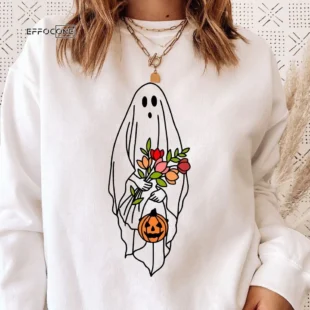 Floral Ghost Halloween T-shirt