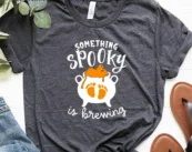 Something Spooky Is Brewing Halloween Pregnancy T-shirt