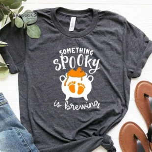 Something Spooky Is Brewing Halloween Pregnancy T-shirt