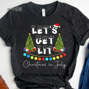 Let's Get Lit Christmas In July Santa Beach T-Shirt