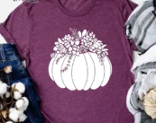 Floral Pumpkin Succulent T-shirt
