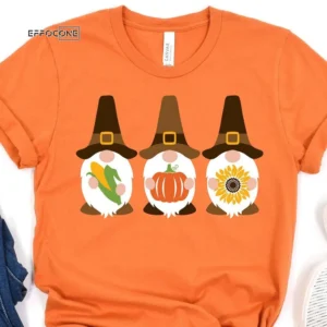 Pilgrim Gnomes Fall Pumpkin T-Shirt