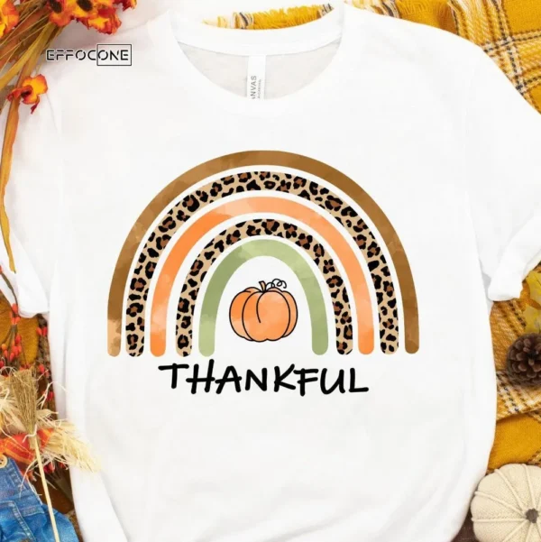 Thankful Rainbow Fall Pumpkin T-Shirt