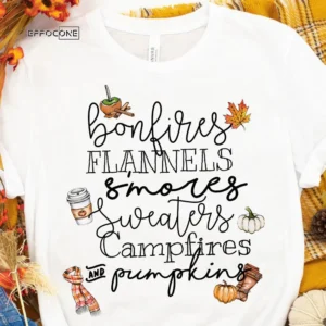 Bonfires Flannels Smores Campfires And Pumpkins T-shirt