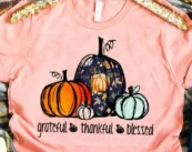 Grateful Thankful Blessed Pumpkin T-Shirt