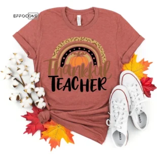 Thanksgiving Teacher Rainbow Pumpkin T-Shirt