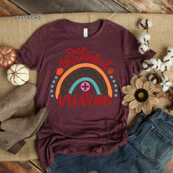 One Thankful Nurse Rainbow T-Shirt