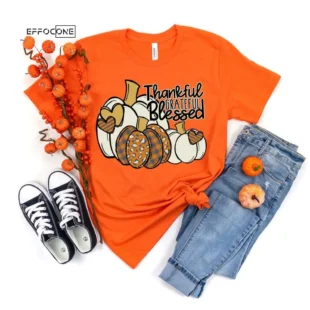 Pumpkin Thankful Grateful Blessed Thanksgiving T-Shirt