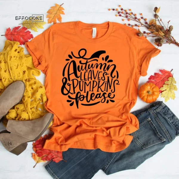 Autumn Leaves and Pumpkin Please T-Shirt