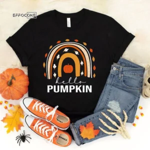 Hello Pumpkin Fall Vibes Peace Love Thanksgiving T-Shirt