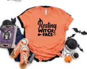 Resting Witch Face Halloween T-shirt
