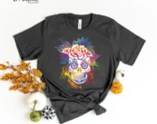 Sugar Skull Flower Rainbow T-Shirt