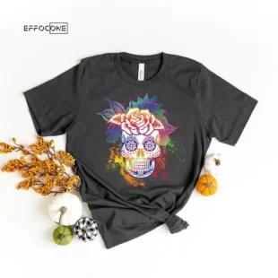 Sugar Skull Flower Rainbow T-Shirt