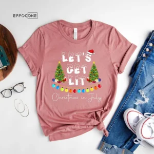 Let's Get Lit Christmas In July Santa Beach T-Shirt