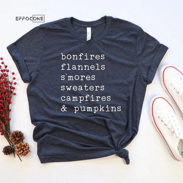 Bonfires Flannels S'mores Sweaters Campfires And Pumpkins T-shirt