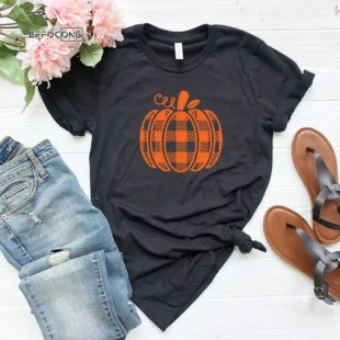 Plaid Pumpkin Fall T-Shirt