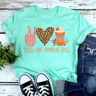 Peace Love Pumpkin Spice Fall Pumpkin T-Shirt