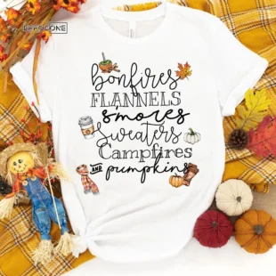 Bonfires Flannels Smores Campfires And Pumpkins T-shirt