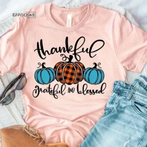 Thankful Grateful and Blessed Pumpkin T-Shirt