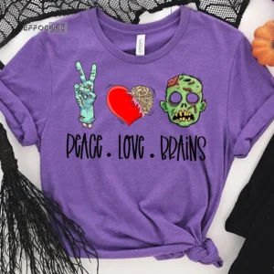 Peace Love Brains Zombie T-Shirt