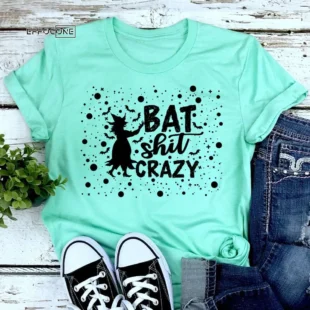 Bat Shit Crazy Witch Halloween T-Shirt