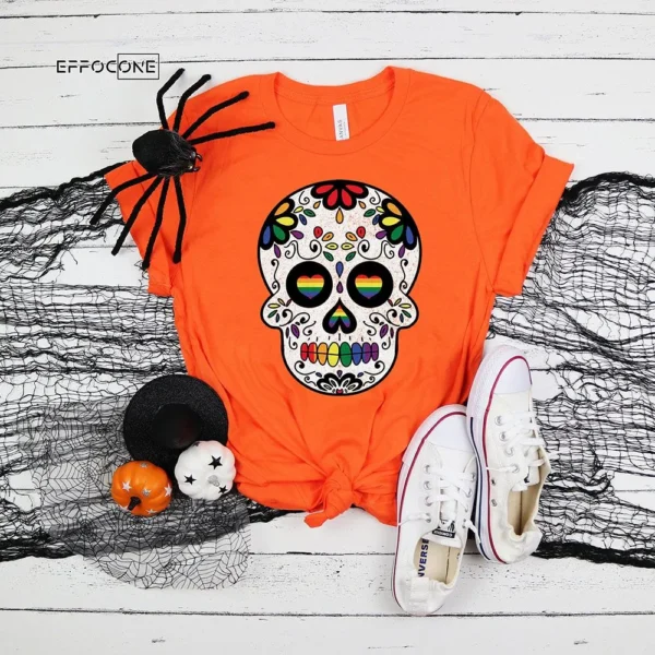 Halloween Sugar Skull Rainbow T-Shirt