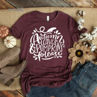 Autumn Leaves and Pumpkin Please T-Shirt