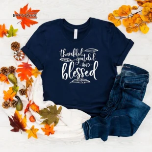 Thankful Grateful Blessed Thanksgiving T-Shirt