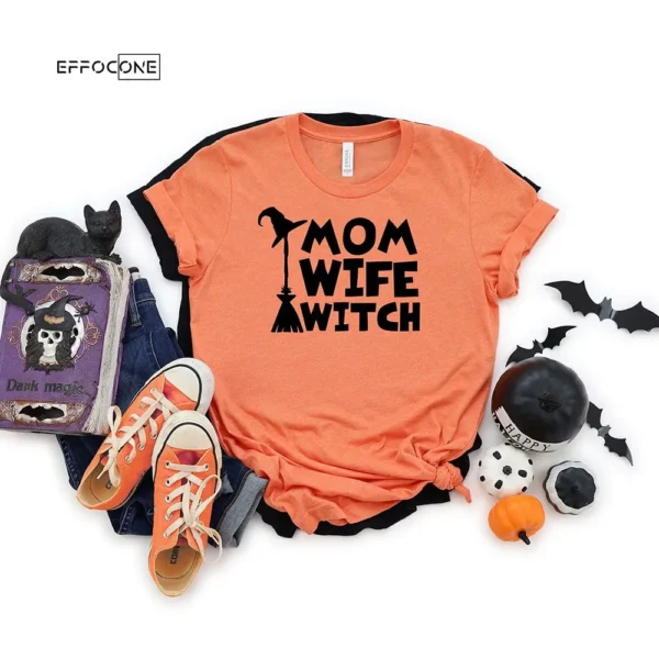 Mom Wife Whitch Halloween Pumpkin T-Shirt